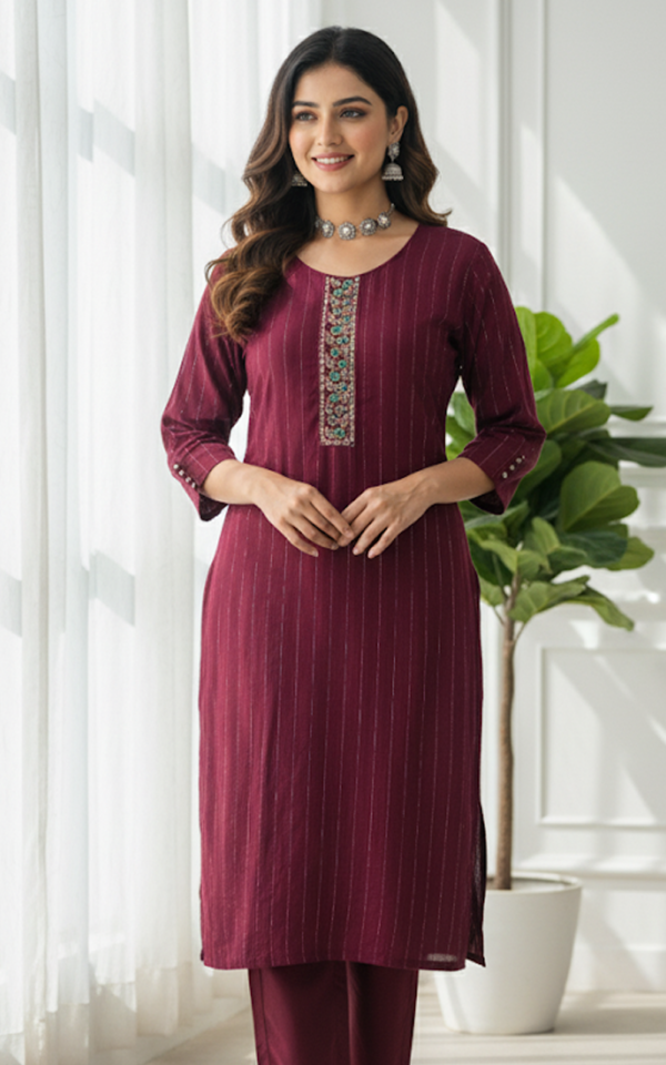 Deep Maroon Embroidered Kurti