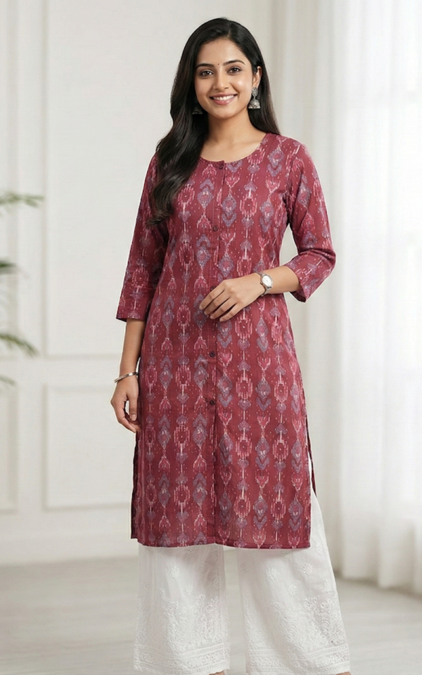 Rust Red Ikat Kurti
