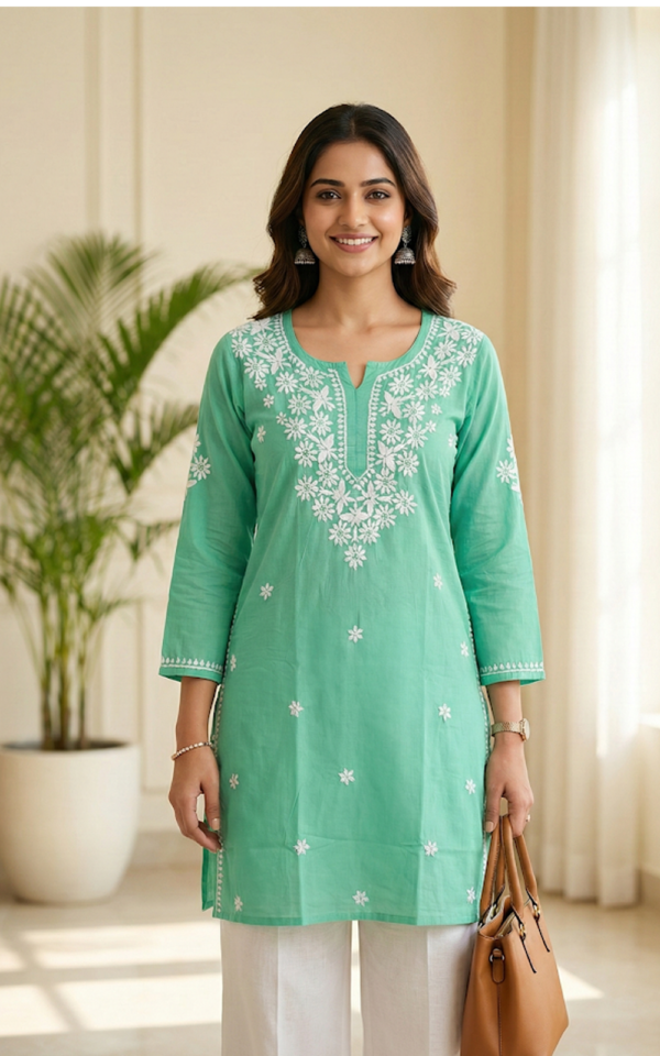 Mint Green Chikankari Kurti