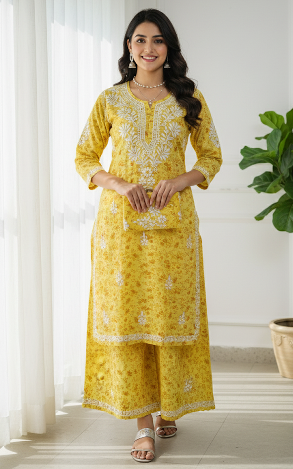 Yellow Embroidered Kurta Set