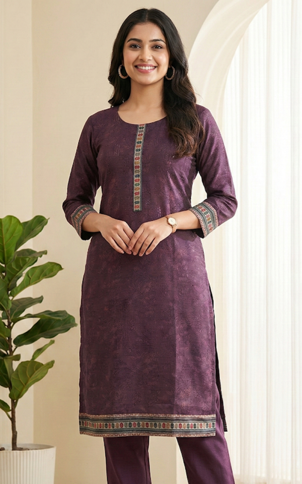 Plum Mul Cotton Kurti