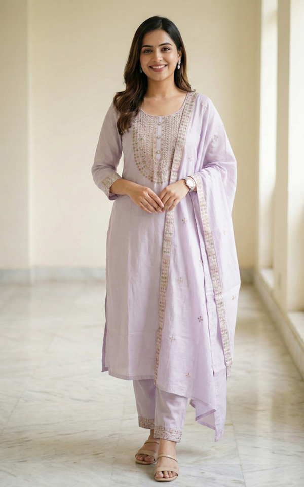 Lavender Muslin Suit Set