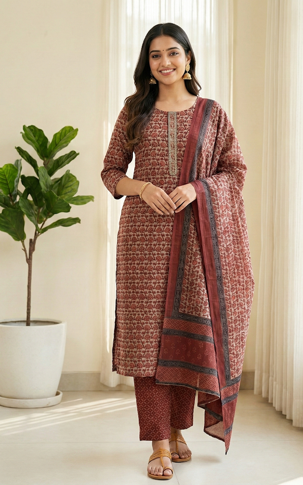 Printed Muslin Suit Set
