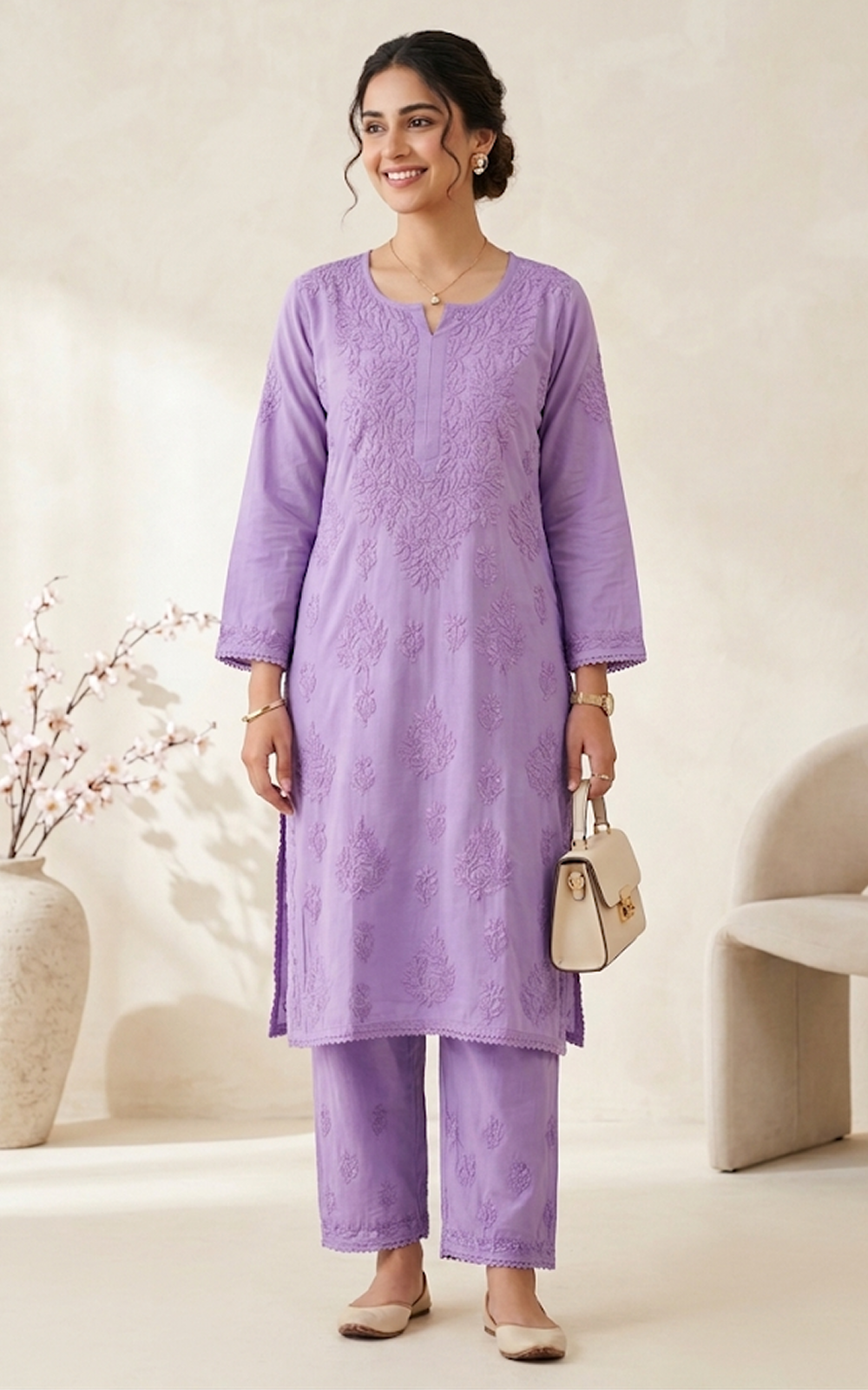 Lilac Modal Chikankari Set