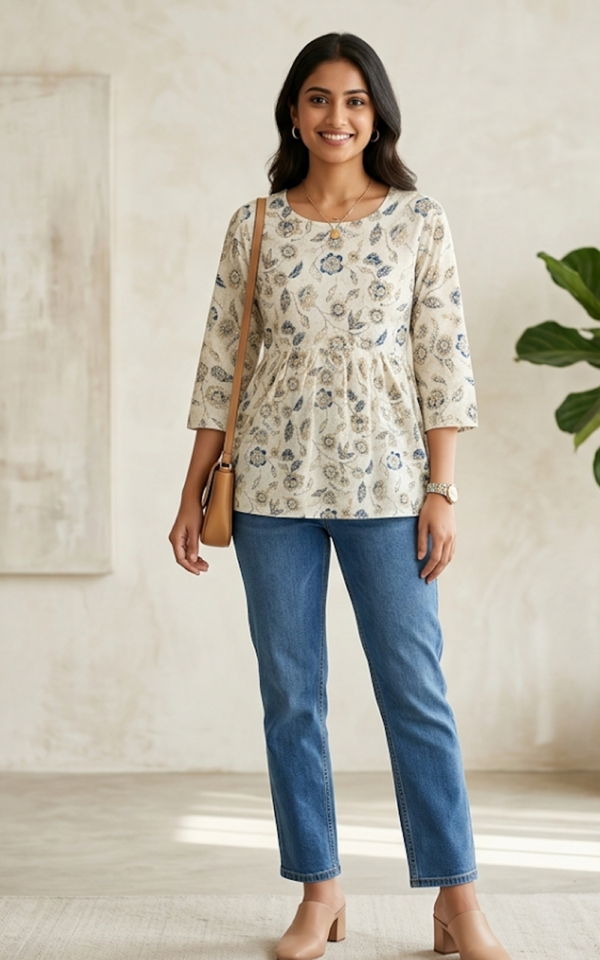 Floral Cotton Peplum Top