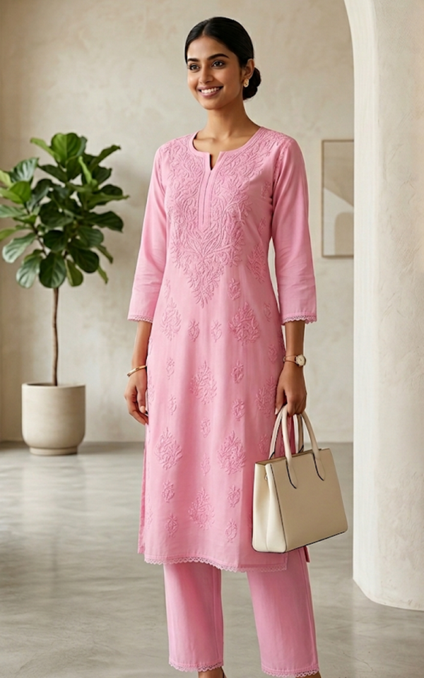 Pink Modal Kurti Set