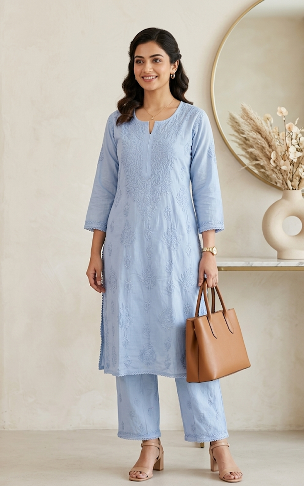 Blue Modal Chikankari Set