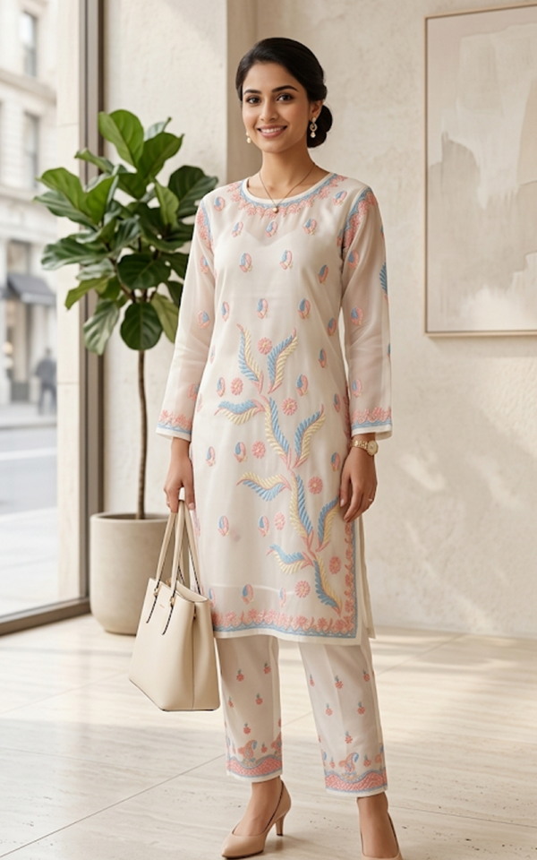 Embroidered Organza Co-ord Set