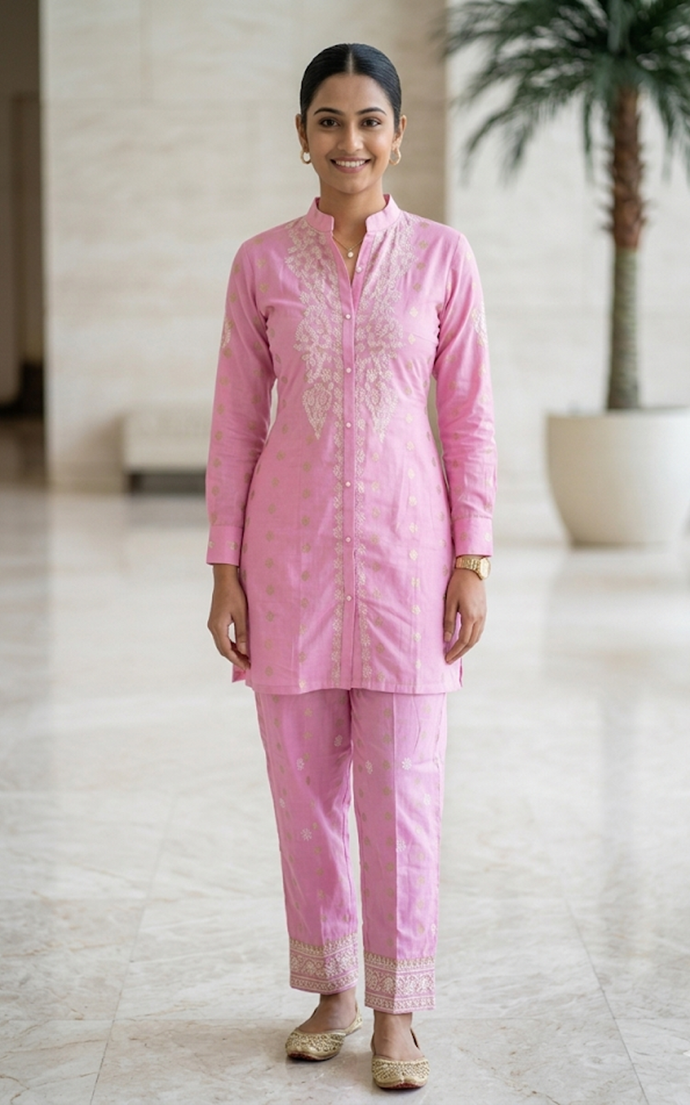 Pink Chanderi Silk Set