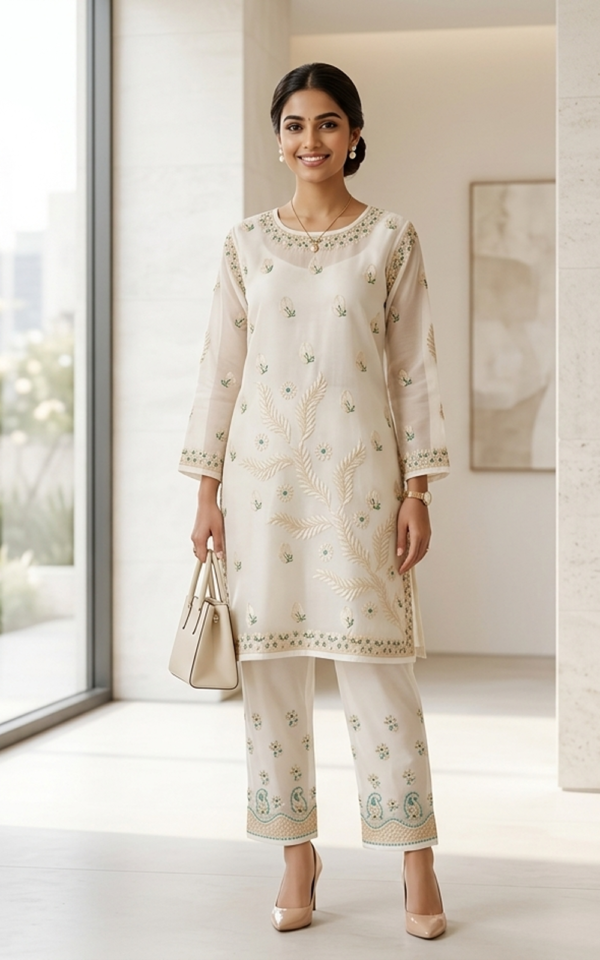 Ivory Organza Co-ord Set