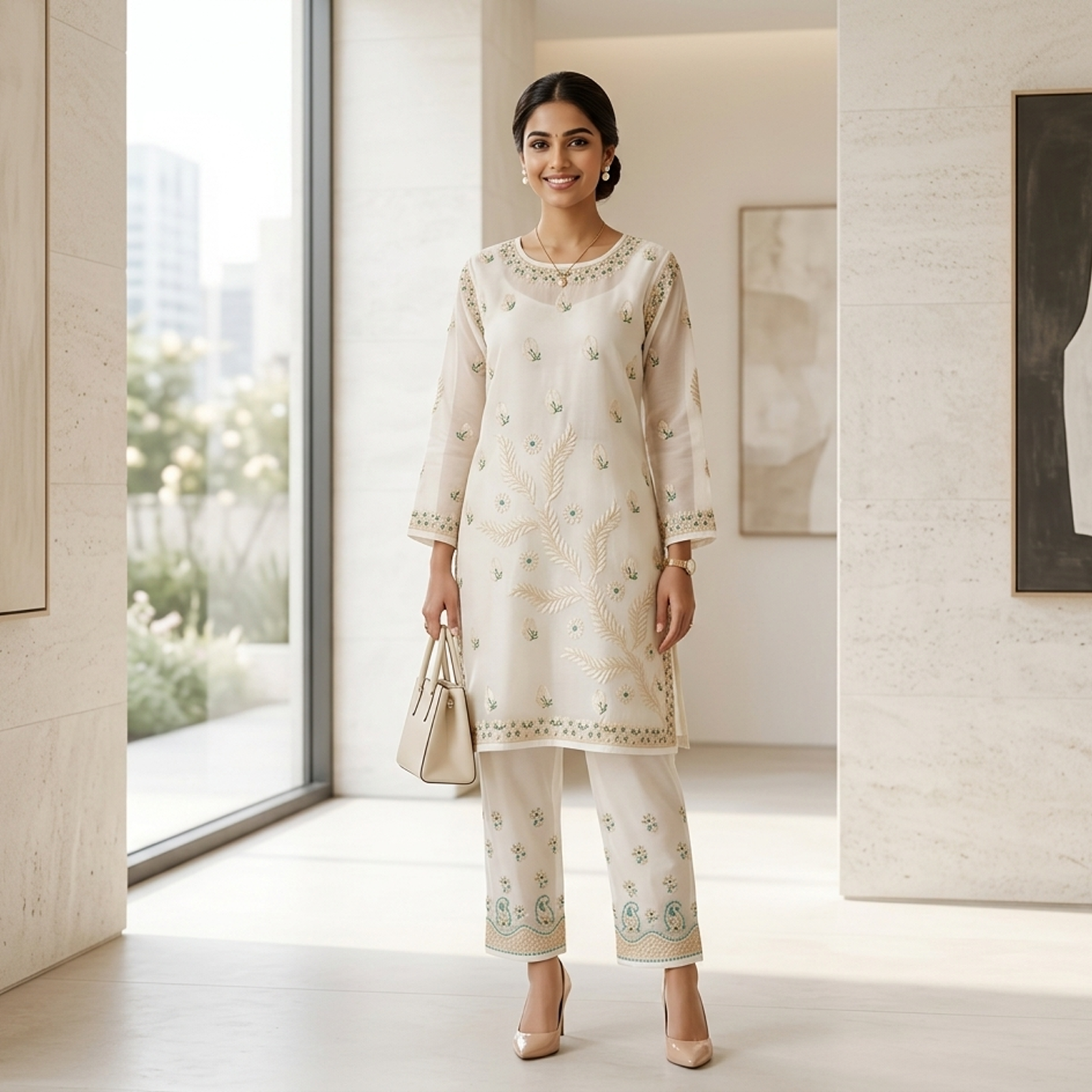 Ivory Organza Co-ord Set