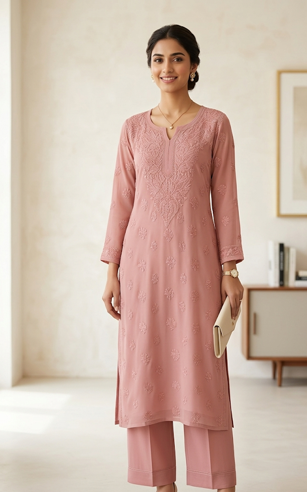 Dusty Pink Georgette Kurti