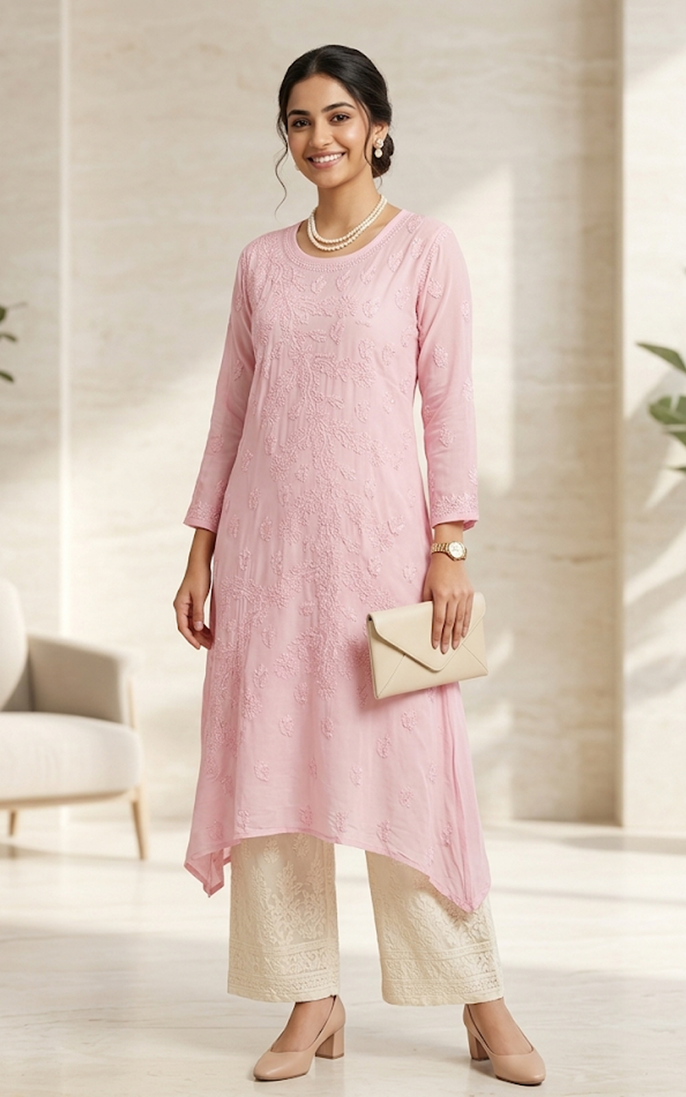 Pastel Pink Viscose Kurti
