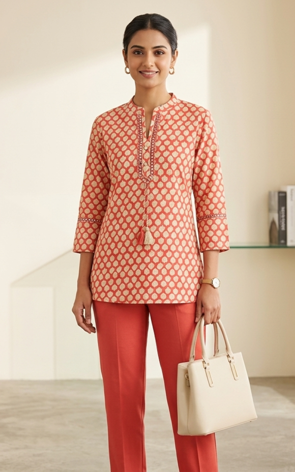 Printed Geometric Short Kurti
