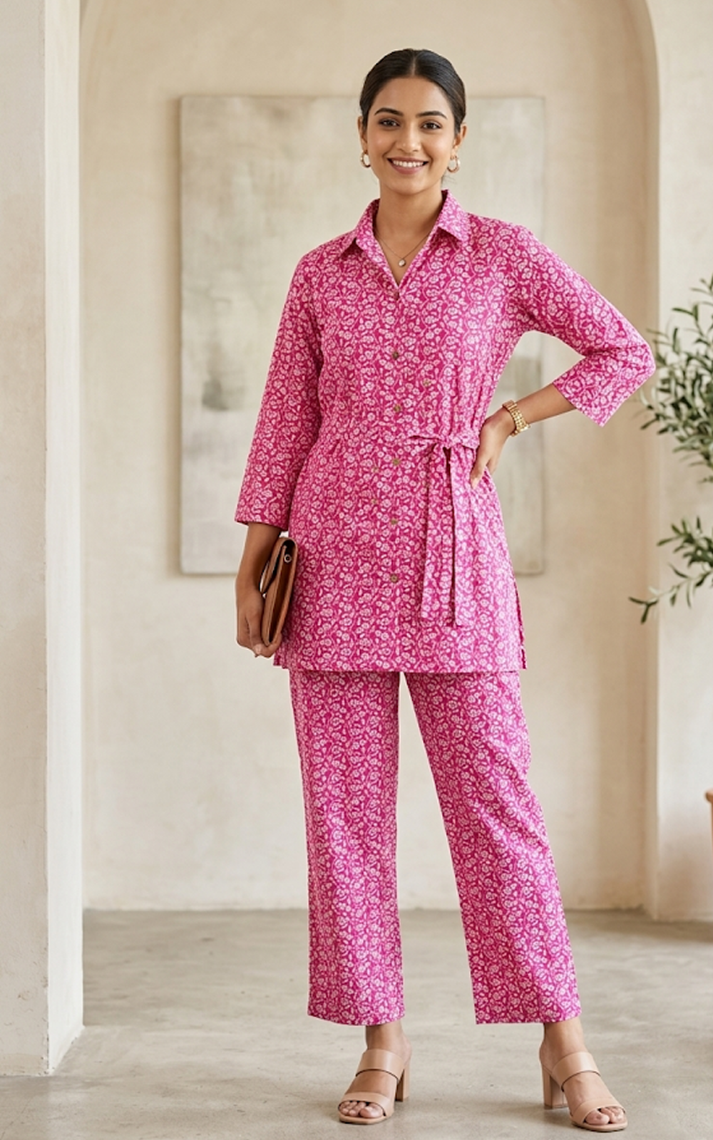 Pink Floral Cotton Co-ord