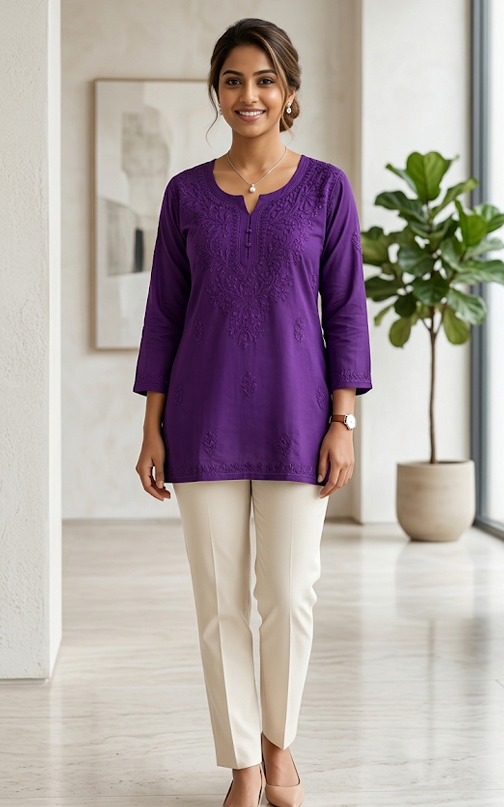 Purple Rayon Short Kurti