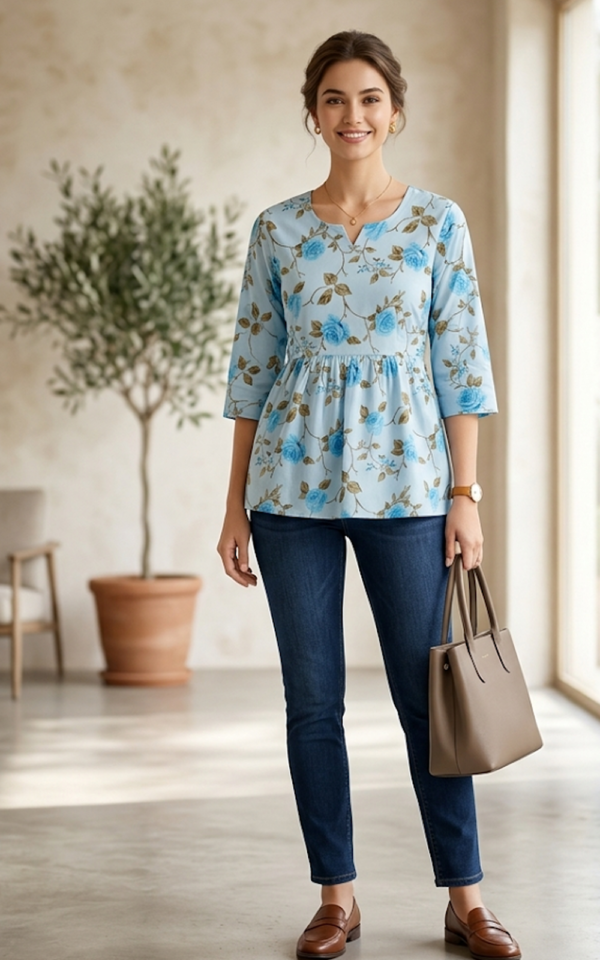 Floral Cotton Peplum Top